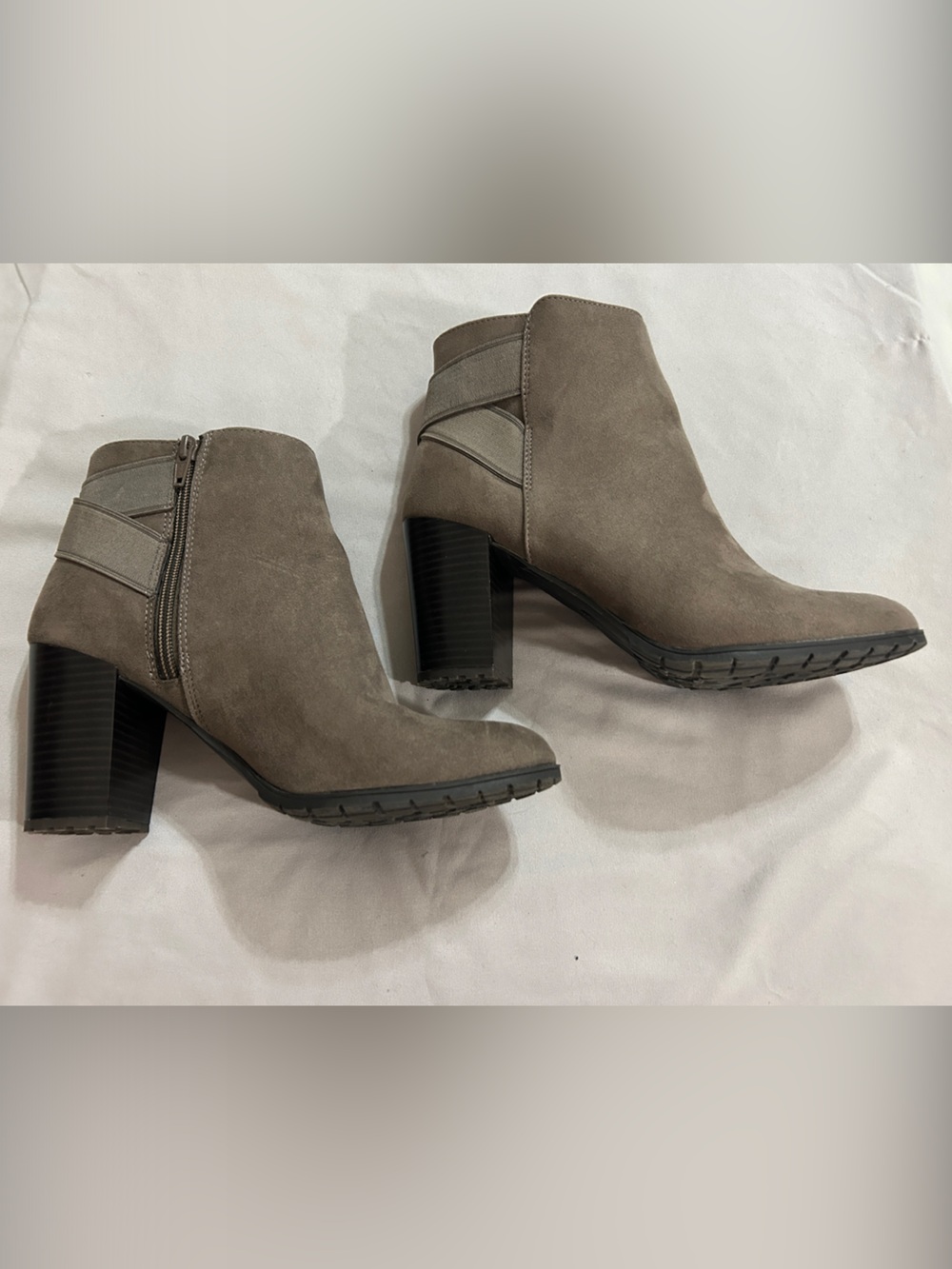 a new day Taupe Suede Block Heel Ankle Boots